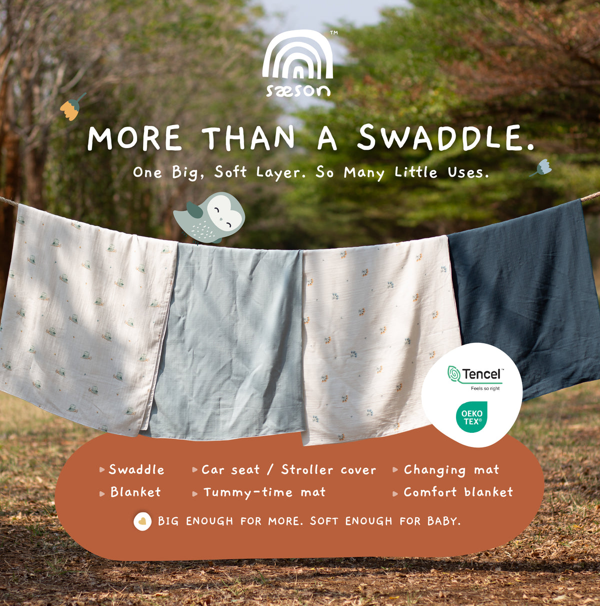 Tencel Swaddle Cloth 47" x 47" (2-pack)